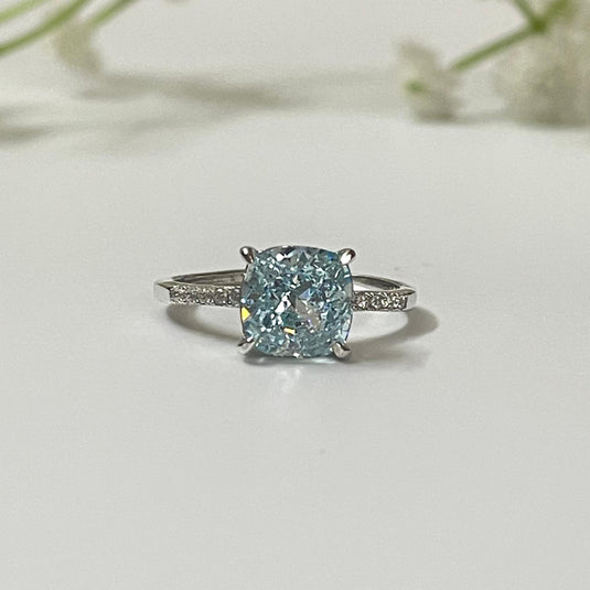 Blue Mirage Solitaire 925 Sterling Silver Ladies Ring