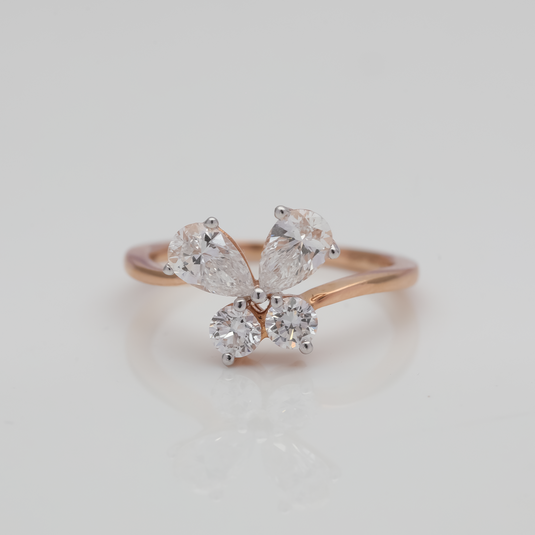 Butterfly Four Pointers Ladies Ring – 14KT Rose Gold