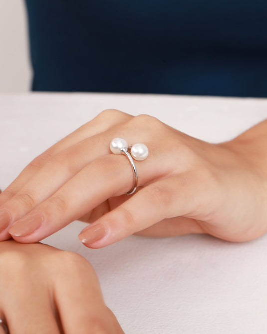 Duo Pearl 925 Sterling Silver Ring Model 
