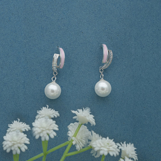 Classic Pearl Drops Enamel – 925 Sterling Silver Earrings