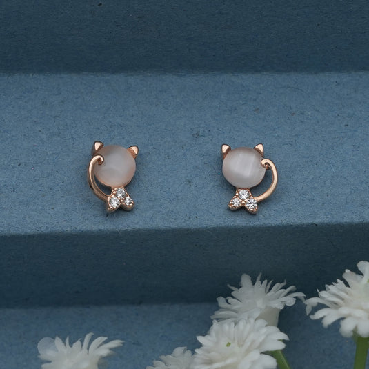 Rosy Kitten 925 Sterling Silver Earrings