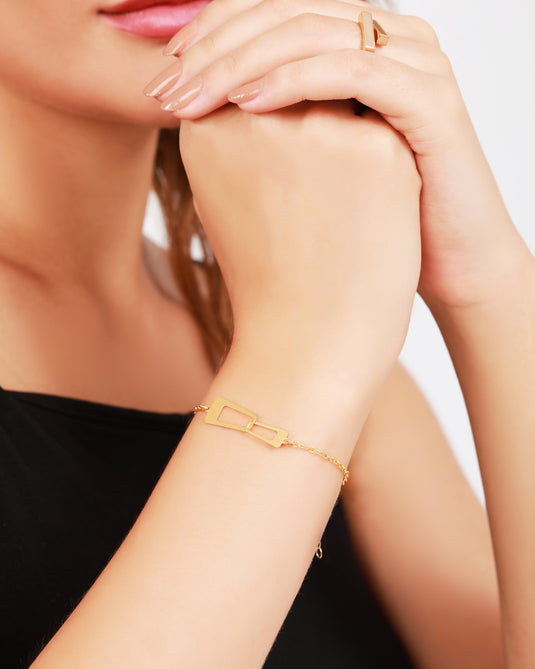 Golden Charm 925 Sterling Silver Bracelet Model 