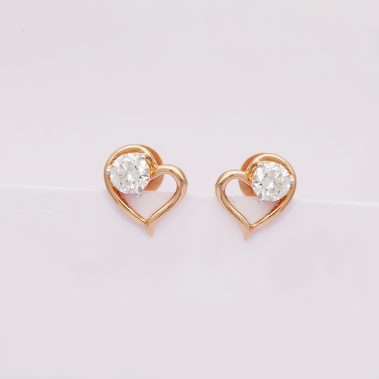 Heart Shape Round Pointers Earrings– 14KT Rose Gold
