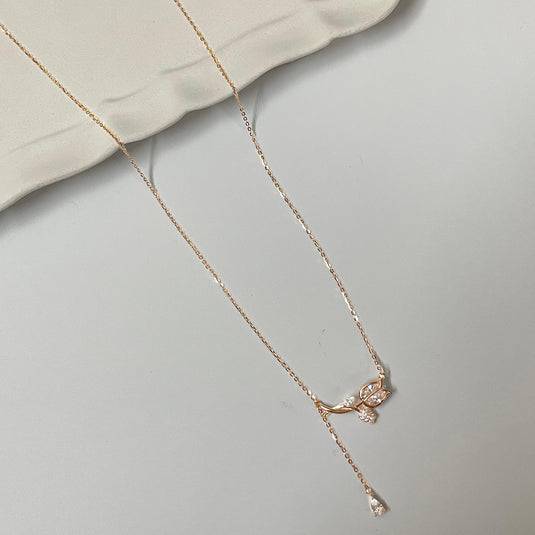 Lush Rose 925 Sterling Silver Lariat Necklace 