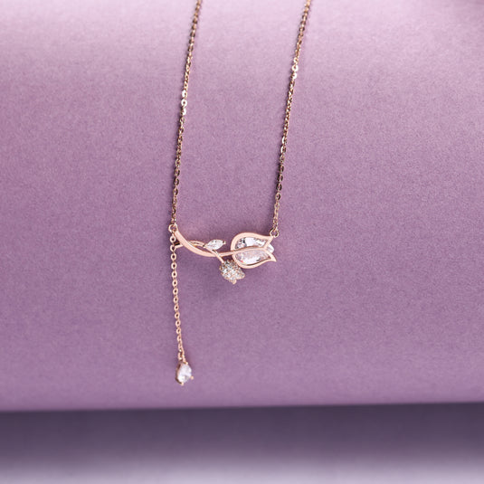 Lush Rose 925 Sterling Silver Lariat Necklace