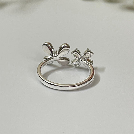Moonpetal & Crystal Bloom 925 Sterling Silver Ring back