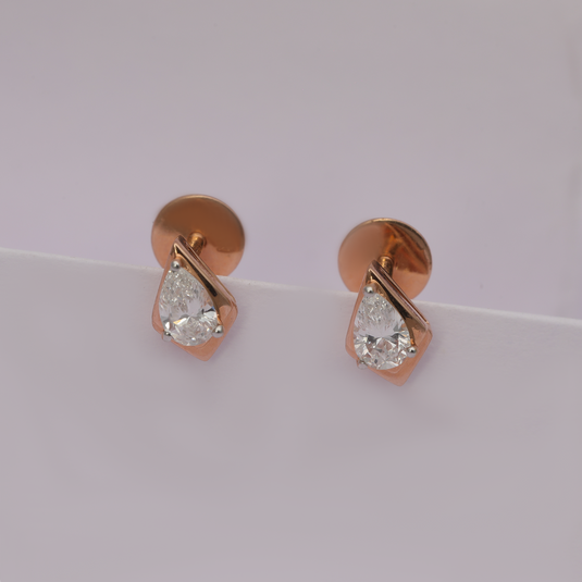 Pear Solitaire Stud Earrings – 14Kt Rose Gold