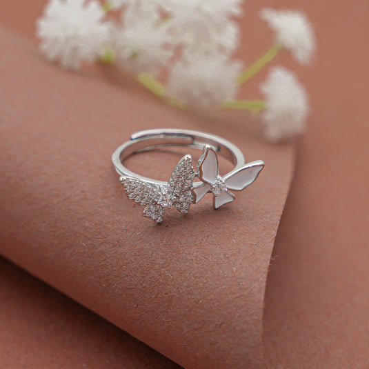 Twin Wings - Duo Butterfly 925 Sterling Silver Ring