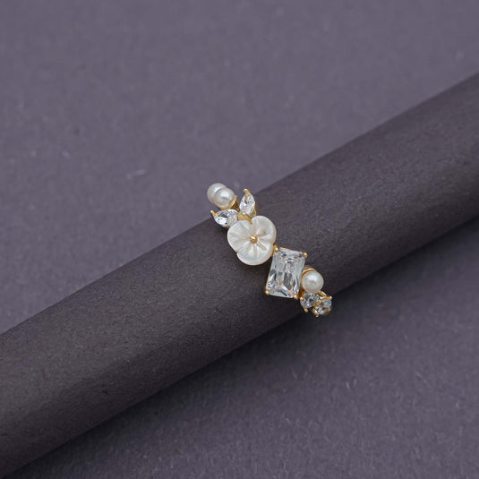 Petal Glint 925 Silver Gold Polish Ring