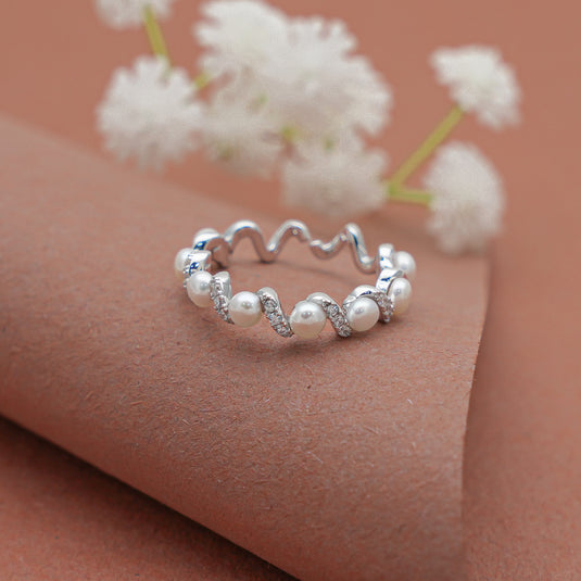 Pearl Twirl 925 Sterling Silver Ring