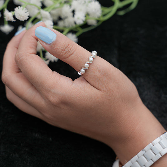 Pearl Twirl 925 Sterling Silver Ring