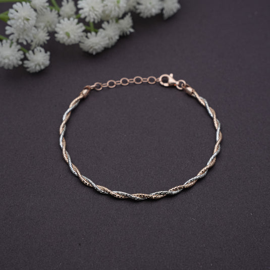Rope 2 Tone Italian Bracelet- 925 Sterling Silver