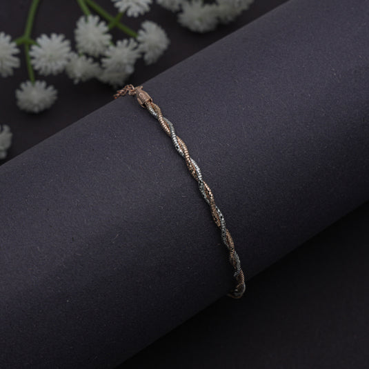 Rope 2 Tone Italian Bracelet- 925 Sterling Silver