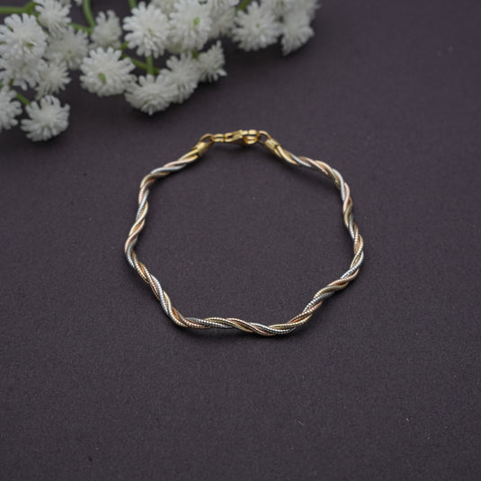 Rope 3 Tone Zig-Zag Italian Bracelet- 925 Sterling Silver