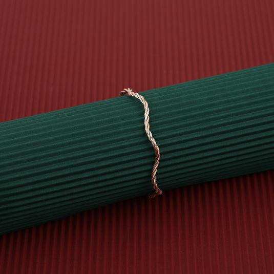 Rope 3 Tone Zig-Zag Italian Bracelet- 925 Sterling Silver