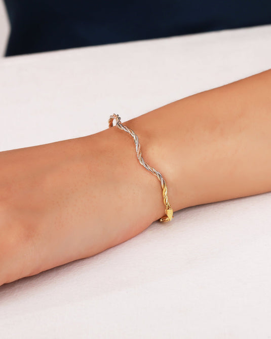 Rope 3 Tone Zig-Zag Italian Bracelet- 925 Sterling Silver Model 