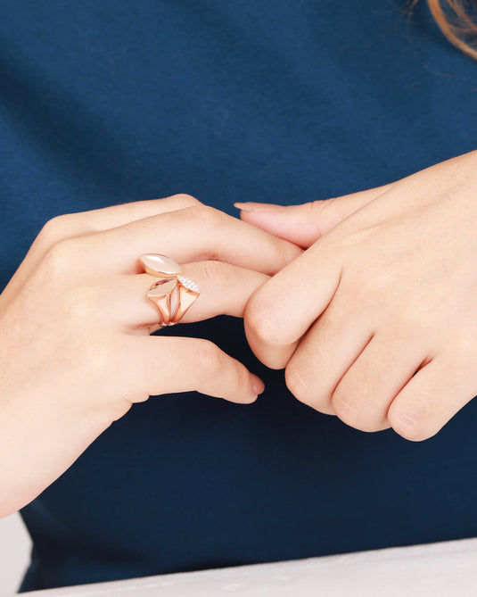 Rosé Luxe Statement 925 Sterling Silver Ring Model 