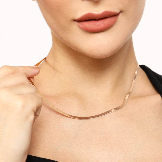 Rose Gold Reversible Italian Snake Chain 925 Sterling Silver Model