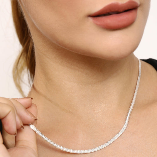 Rose Gold Reversible Italian Snake Chain 925 Sterling Silver Model