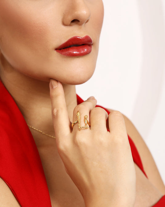 Sculpted Fluid Chain Ring 925 Sterling Silver