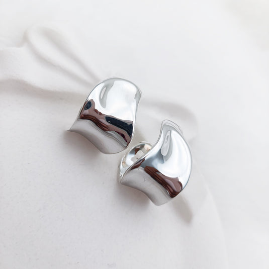 Sculpted Shine Hoops 925 Sterling Silver Earrings