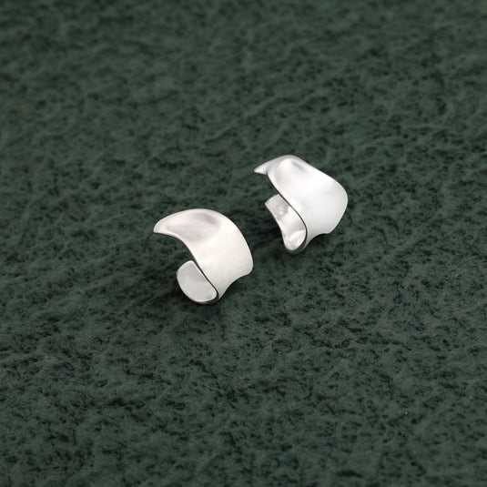 Sculpted Shine Hoops 925 Sterling Silver Earrings