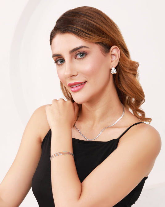 Sculpted Shine Hoops 925 Sterling Silver Earrings Model 