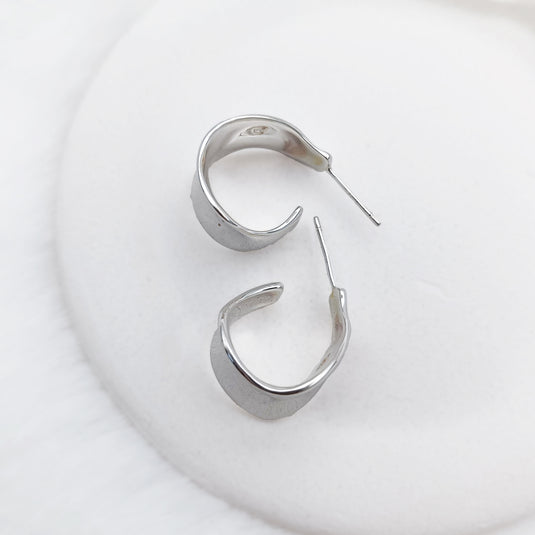 Sculpted Shine Hoops 925 Sterling Silver Earrings