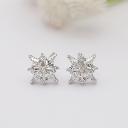 Shining Snowflake 925 Sterling Silver Studs