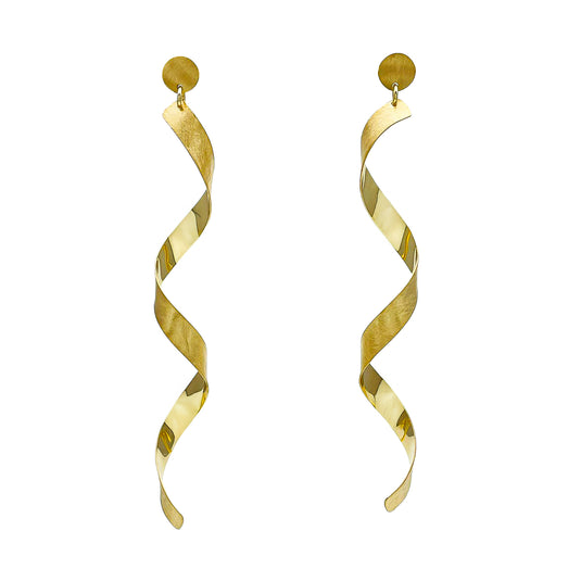 Spirale di Luce Gold Polish 925 Italian Sterling Silver Earrings