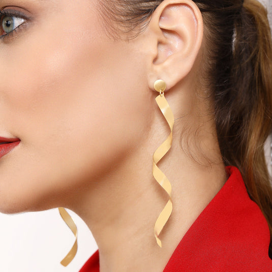 Spirale di Luce Gold Polish 925 Italian Sterling Silver Earrings Model