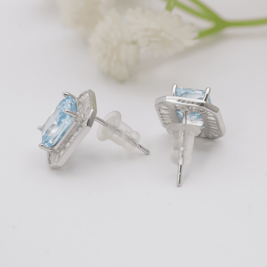 Blue Ice Sparkling  925 Sterling Silver Studs side