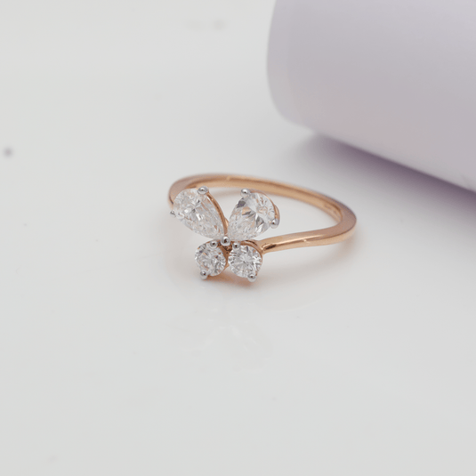Butterfly Four Pointers Ladies Ring – 14KT Rose Gold