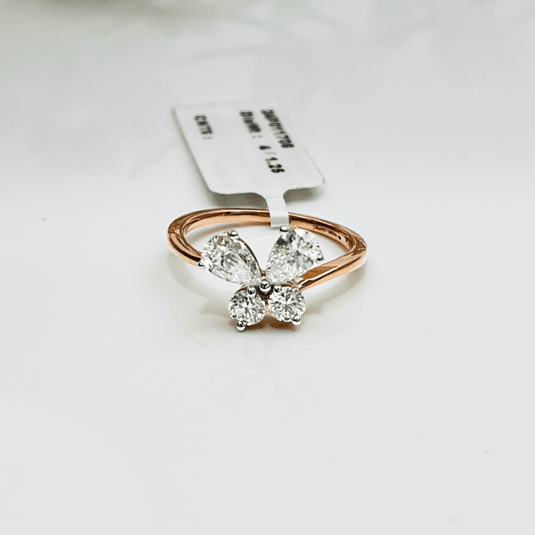 Butterfly Four Pointers Ladies Ring – 14KT Rose Gold - iAMORY