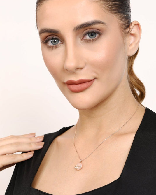 Butterfly Halo Chain Pendant Gold Plated 92 Sterling Silver - iAMORY