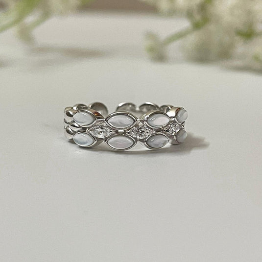 Dreamleaf Sparkle Band 925 Sterling Silver Ring - iAMORY