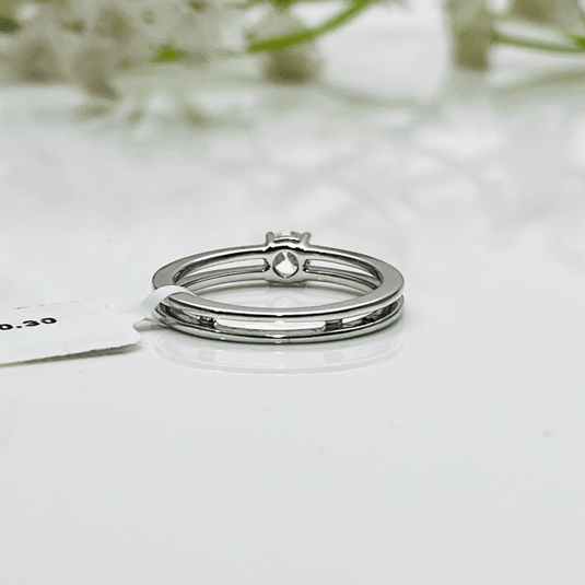 Dual Line Single Pointer Rings– 14KT White Gold - iAMORY