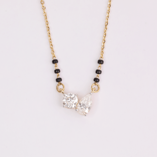 Dual Solitaire Mangalsutra – 14KT Yellow Gold