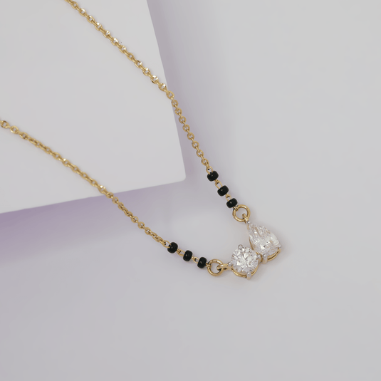 Dual Solitaire Mangalsutra – 14KT Yellow Gold