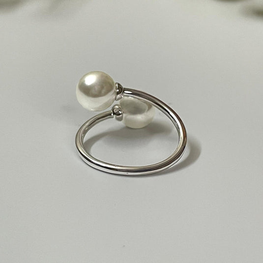 Duo Pearl 925 Sterling Silver Ring - iAMORY