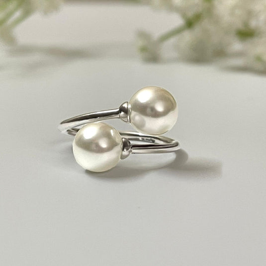 Duo Pearl 925 Sterling Silver Ring - iAMORY