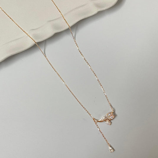 Lush Rose 925 Sterling Silver Lariat Necklace - iAMORY