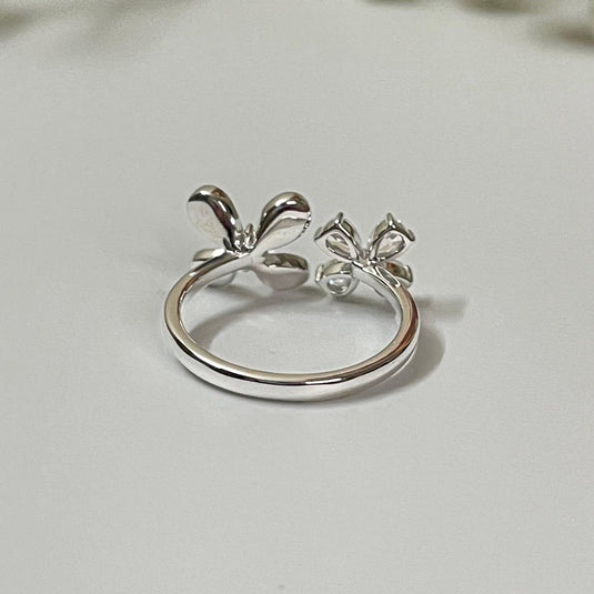 Moonpetal & Crystal Bloom 925 Sterling Silver Ring - iAMORY