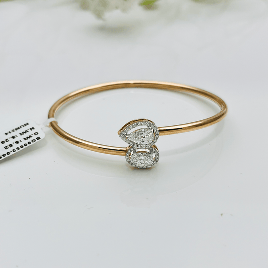 Pear & Oval Dual Diamond Flexi Kada / Bracelet – 14KT Yellow Gold - iAMORY