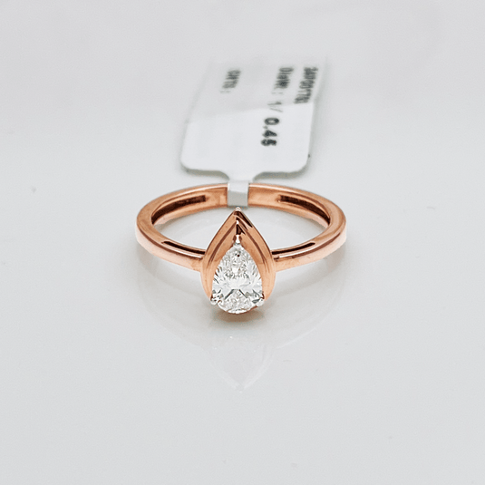 Pear Shape Solitaire Ladies Ring– 14KT Rose Gold - iAMORY