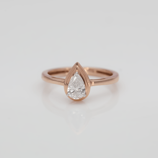 Pear Shape Solitaire Ladies Ring– 14KT Rose Gold