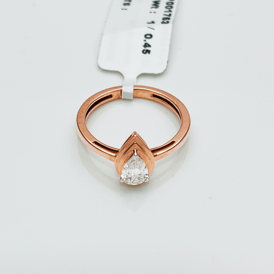 Pear Shape Solitaire Ladies Ring– 14KT Rose Gold - iAMORY