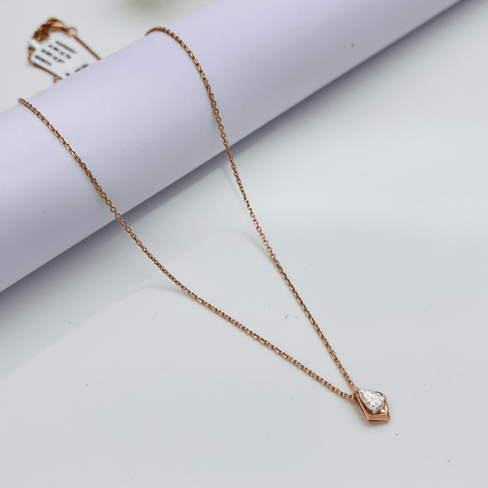 Pear Solitaire Chain Pendant– 14KT Rose Gold - iAMORY