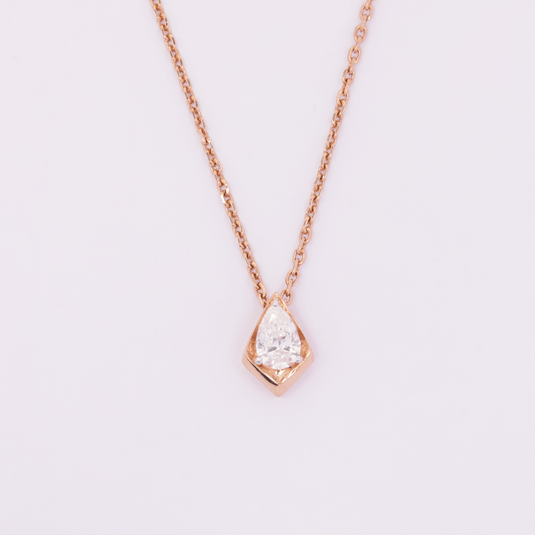 Pear Solitaire Chain Pendant– 14KT Rose Gold