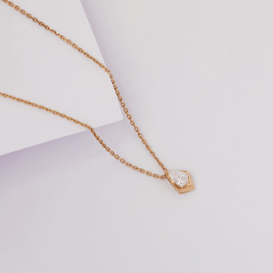 Pear Solitaire Chain Pendant– 14KT Rose Gold side